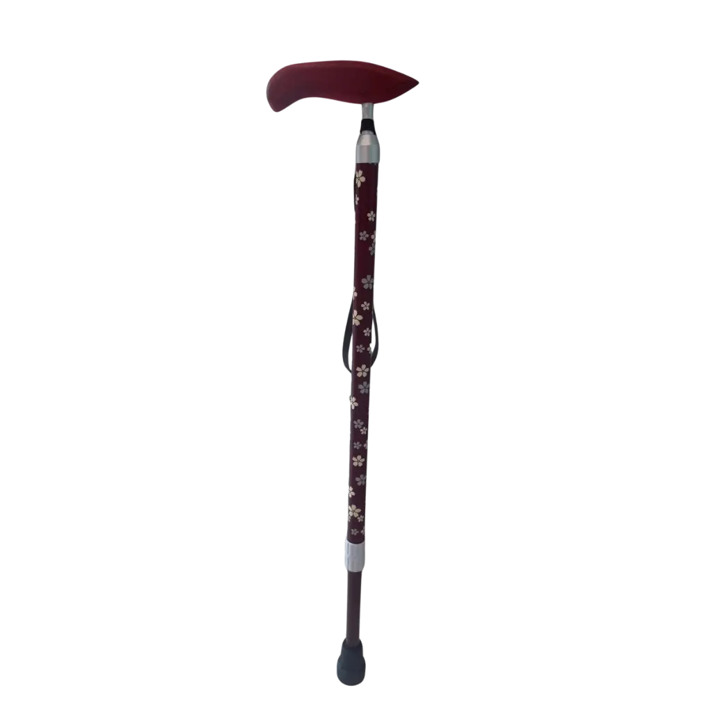 紅色花紋碳纖維單腳拐杖