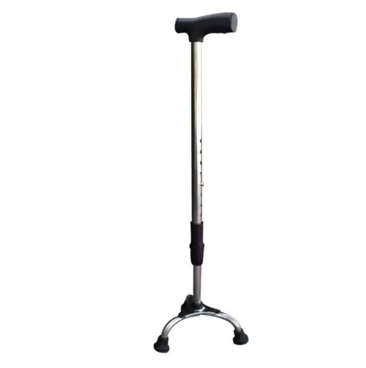 Stainless Steel Tripod Cane with Black Handle