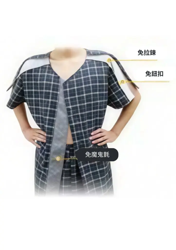 Dr.Paul 全開式短袖上衣(灰格紋)