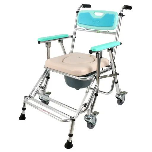 [DVCC6038AMBU] Aluminum alloy commode chair with wheels