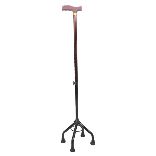 [DMWS6049ANRD] Straight Handle High Quad Cane (Aluminum Upper, Carbon Steel Lower)