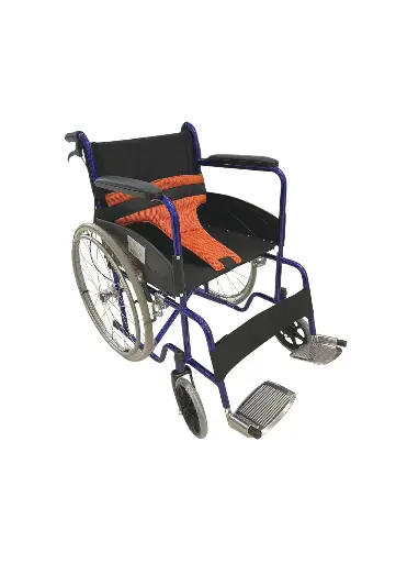 [DMWC6027CMBK] Carbon Steel Wheelchair with Triangular Orange Safety Belt