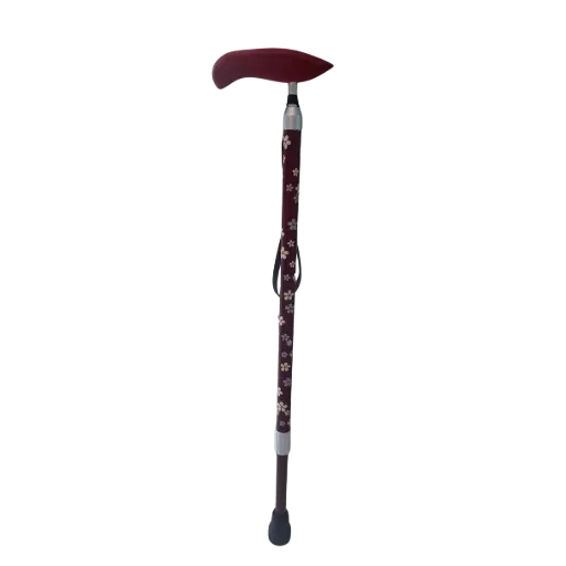 紅色花紋碳纖維單腳拐杖